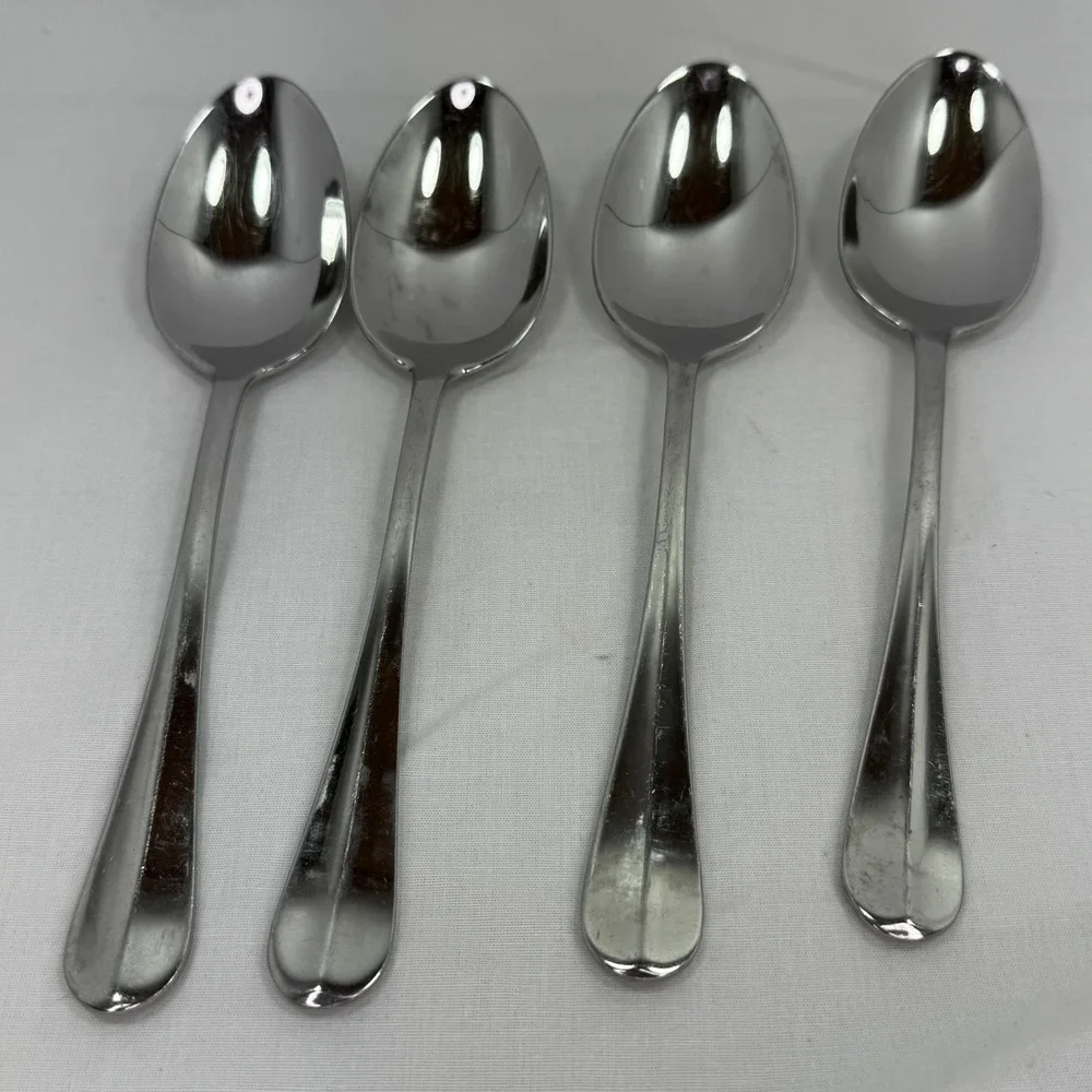Cuisinart 18/10 Stainless Steel Soup Spoons Set of 4 Teardrop Ridge Handle 7.75
